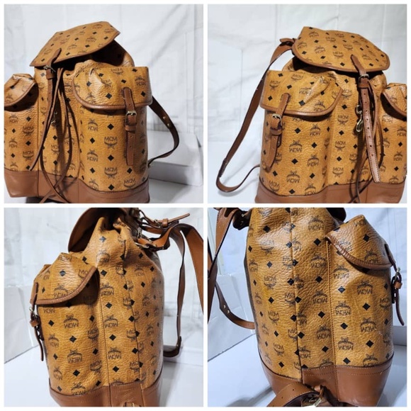 Authentic MCM Visetos Knapsack Heritage Double Pocket Backpack - Picture 11 of 16